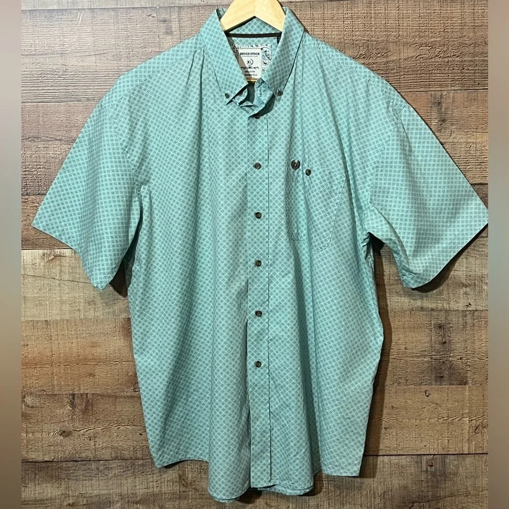 🌻 Panhandle Slim Rough Stock Men’s size XL Seafoam Print Short Sleeve